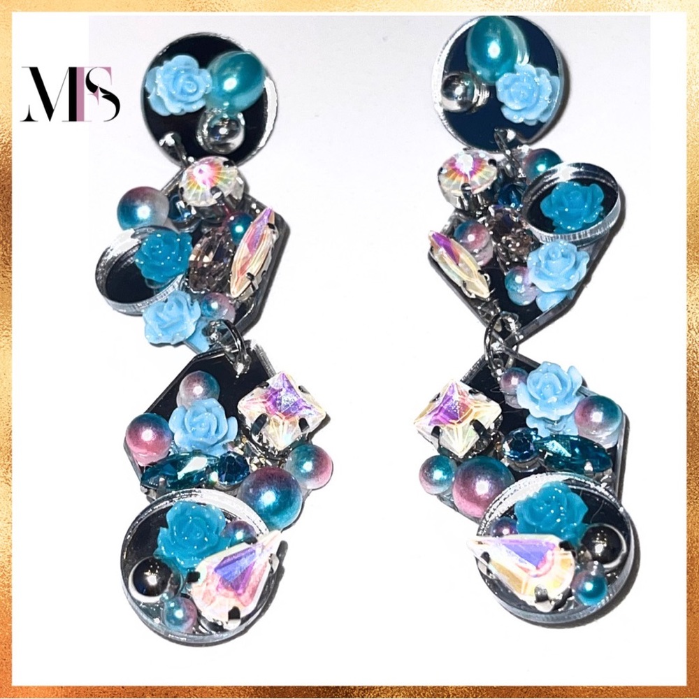 Upcycled mirrored earrings by Miami Fashion Spotlight | NWOT